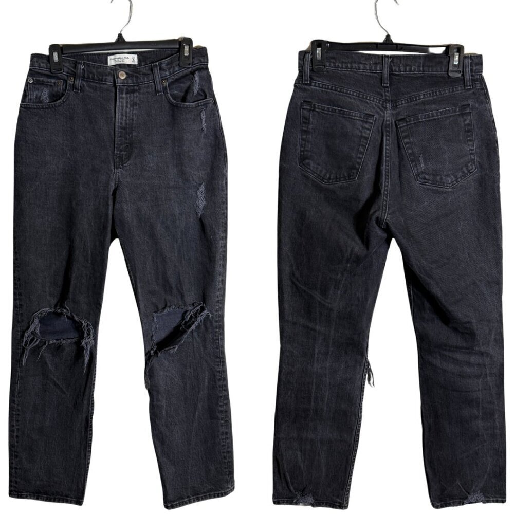 Abercrombie & Fitch Curve Love 90s Straight Ultra High Rise Jeans Women 4S Black